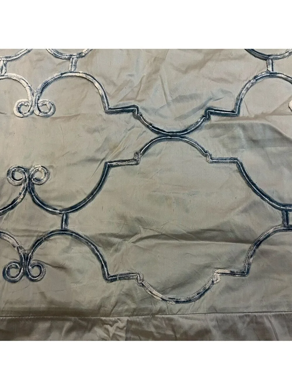 Z Gallerie Pillow Shams Set of Two 100% Silk Velvet Trim Blue 19x25”